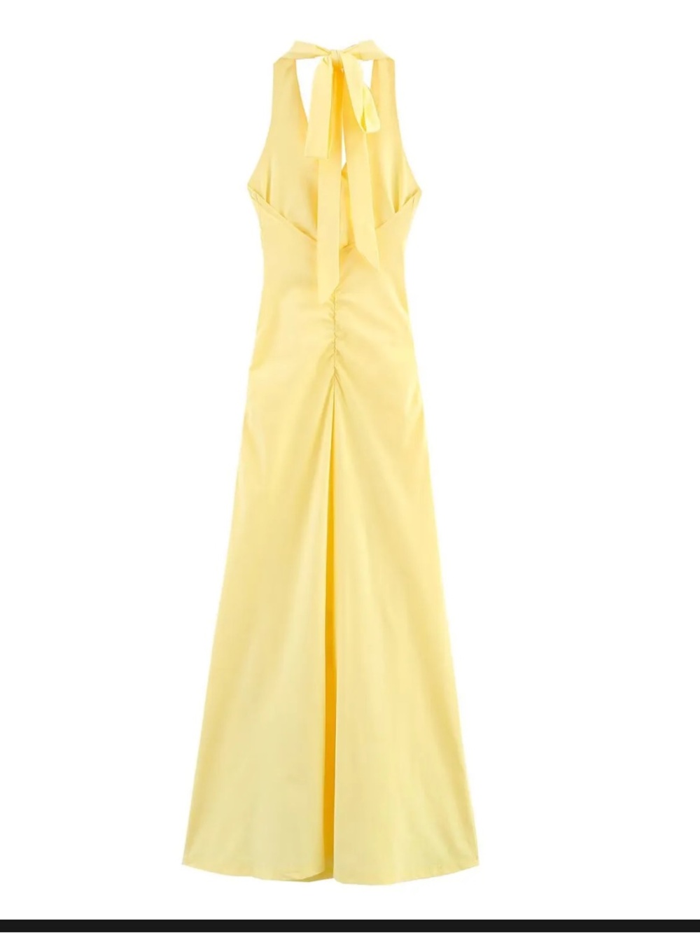 Zara Light Yellow Halter V-Neck Maxi Dress - Picture 3 of 5